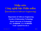 Bài giảng Nhập môn công nghệ học phần mềm (Introduction to Software Engineering): Phần I