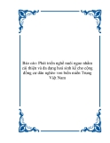 Báo cáo: Phát triển nghề nuôi ngao nhằm cải thiện và đa dạng hoá sinh kế cho cộng đồng cư dân nghèo ven biển miền Trung Việt Nam