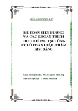 Đề tài luận văn tốt nghiệp "Kế toán tiền lương và các khoản trích theo lương tại Công ty cổ phần dượ