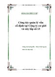 Đề tài luận văn tốt nghiệp “Công tác quản lý vốn cố định tại Công ty cơ giới và xây lắp số 13”