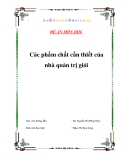 Luận văn " Các Phẩm Chất Cần Thiết Của Nhà Quản Trị Giỏi"