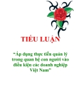 Tiểu luận “Áp dụng thực tiễn quản lý trong quan hệ con người vào điều kiện các doanh nghiệp Việt Nam”