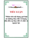 Tiểu luận "Phân tích nội dung qui luật từ những thay đổi về lượng dẫn đến sự thay đổi về chất và ngược lại. Việc nhận thức và vận dụng vào trong hoạt động thực tiễn của anh chị"