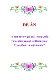 Đề án "Chính sách tỷ giá của Trung Quốc và tác động của nó tới thương mại Trung Quốc và một số nước"