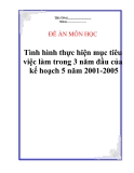 Đề án “Tình hình thực hiện mục tiêu việc làm trong 3 năm đầu của kế hoạch 5 năm 2001-2005”