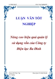 Luận văn tốt nghiệp "Nâng cao hiệu quả quản lý sử dụng vốn của Công ty Điện lực Ba Đình"