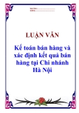 Luận văn tốt nghiệp “ Kế toán bán hàng và xác định kết quả bán hàng tại Chi nhánh Hà Nội ”