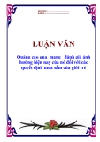 ĐỀ ÁN: " Quảng cáo qua  mạng_ đánh giá ảnh hưởng hiện nay của nó đối với các quyết định mua sắm của giới trẻ