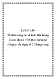 Luận văn: Tổ chức công tác kế toán tiền lương và các khoản trích theo lương tại Công ty xây dựng số 2 Thăng Long