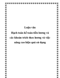 Luận văn: Hạch toán kế toán tiền lương và các khoản trích theo lương và việc nâng cao hiệu quả sử dụng