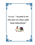 Tiểu luận: " Sự quản lý của Nhà nước các công ty phát hành chứng khoán"