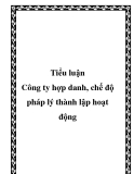 Luận văn " Công ty hợp danh, chế độ pháp lý thành lập hoạt động"