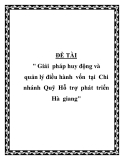 Luận văn -Giải  pháp huy động và  quản lý điều hành  vốn  tại  Chi  nhánh  Quỹ  Hỗ  trợ  phát  triển Hà  giang