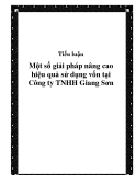 Luận văn - Một số giải pháp nâng cao hiệu quả sử dụng vốn tại Công ty TNHH Giang Sơn