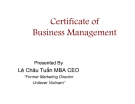 Certificate of Business Management