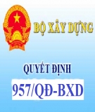 Quyết định số 957/QĐ-BXD về việc cống bố định mức chi phí quản lý dự án và tư vấn đầu tư xây dựng công trình