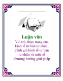 Luận văn: Vai trò, thực trạng của kinh tế tư bản tư nhân, đánh giá kinh tế tư bản tư nhân và một số  phương hướng giải pháp