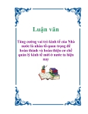 Luận văn: Tăng cường vai trò kinh tế của Nhà nước là nhân tố quan trọng để hoàn thành và hoàn thiện cơ chế quản lý kinh tế mới ở nước ta hiện nay