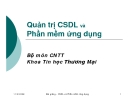 Quản trị CSDL và Phần mềm ứng dụng: Tổng quan về CSDL