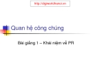 Quan hệ công chúng - Khái niệm về PR