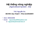 Hệ thống nông nghiệp - Ths Nguyễn Du