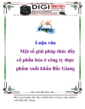 Luận văn: Một số giải pháp thúc đẩy cổ phần hóa ở công ty thực phẩm xuất khẩu Bắc Giang