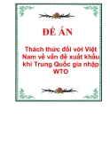 Thách thức đối với Việt Nam về vấn đề xuất khẩu khi Trung Quốc gia nhập WTO