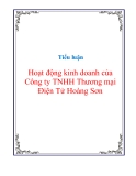 Tiểu luận Hoạt động kinh doanh của Công ty TNHH Thương mại Điện Tử Hoàng Sơn