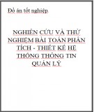 Đồ án tốt nghiệp Nghiên cứu và thử nghiệm bài toán Phân tích - Thiết kế hệ thống thông tin quản lý