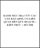 Danh mục tra cứu các văn bản QPPL có liên quan đến quy hoạch – kiến trúc – đô thị