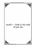 Quyển 1 - Quản lý nhà nước về giáo dục