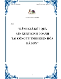 Đề tài về 'Đánh gía kết quả sản xuất kinh doanh tại công ty TNHH Điện Hóa Hà Sơn'