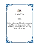 Đề tài “Một số biện pháp nhằm đẩy mạnh công tác khai thác sản phẩm bảo hiểm An Khang Trường Thọ của Bảo Việt Nhân Thọ Hà Nội ”