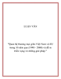 Đề tài "quan hệ thương mại giữa Việt Nam và EU trong 10 năm qua (1990 - 2000) và đề ra triển vọng và những giải pháp "