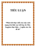 Đề tài “Phân tích thực chất của cuộc cách mạng trên lĩnh vực triết học do Mác - Ăngghen thực hiện – ý nghĩa của vấn đề đó”