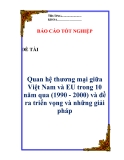 Luận văn:  "  Quan hệ thương mại, giữa Việt Nam và EU trong 10 năm qua (1990 - 2000) và đề ra triển vọng và những giải pháp "