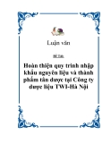 Đề tài “Hoàn thiện quy trình nhập khẩu nguyên liệu và thành phẩm tân dược tại Công ty dược liệu TWI-Hà Nội”