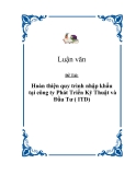 Chuyên đề thực tập tốt nghiệp: Hoàn thiện quy trình nhập khẩu tại công ty Phát Triển Kỹ Thuật và Đầu Tư ( ITD)