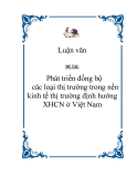 Đề Tài:   “ Phát triển đồng bộ các loại thị trường trong nền kinh tế thị trường định hướng XHCN ở Việt Nam”