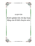 Kinh nghiệm khi chỉ đạo hoạt động của tổ khối chuyên môn