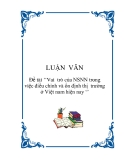 Đề tài ‘’Vai  trò của NSNN trong việc điều chỉnh và ổn định thị  trường  ở Việt nam hiện nay ‘’