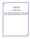 Đề tài “Kế hoạch chuyển dịch cơ cấu ngành nông nghiệp Việt Nam thời kỳ 2001-2005”