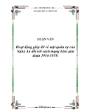 Đề tài " Hoạt động giúp đỡ về mặt quân sự của Nghệ An đối với cách mạng Lào( giai đoạn 1954-1975) "