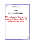 Báo cáo tốt nghiệp: "Môi trường ảnh hưởng hoạt động kinh doanh công ty cổ phần nhựa Đà Nẵng"