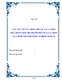 Đề tài “ CÁC YẾU TỐ TÁC ĐỘNG ĐẾN SỰ LỰA CHỌN TRÀ THẢO MỘC DR.THANH ĐẾN SỰ LỰA CHỌN CỦA SINH VIÊN ĐH CÔNG NGHIỆP TP.HCM  "