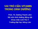 Vai trò của vitamin trong dinh dưỡng