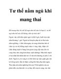 Tư thế nằm ngủ khi mang thai  