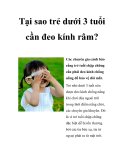 Tại sao trẻ dưới 3 tuổi cần đeo kính râm?  