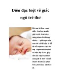 Điều đặc biệt về giấc ngủ trẻ thơ  