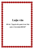 Đề tài “Nguyên tắc quản lí của Nhà nước về tài chính BHXH”